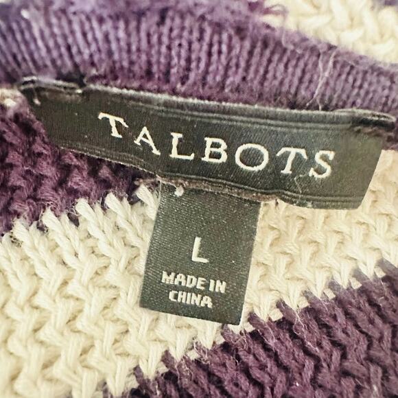 Talbots Blue White Stripe Cotton Blend Hoodie Pocket Size Large Preppy Nautical - Picture 5 of 8